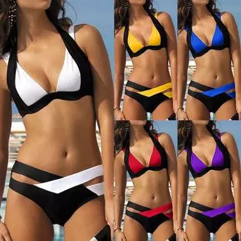 Женский сексуальный комплект бикини, купальники S зелёный