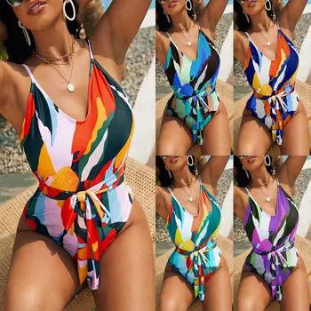 Женский сексуальный комплект бикини с принтом, купальный костюм с пуш-ап, купальник с высокой талией