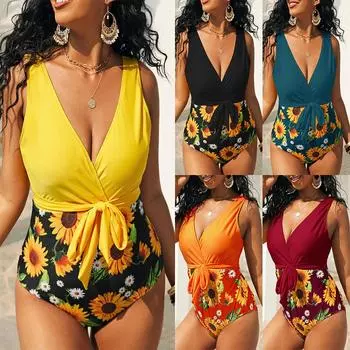 Женский сексуальный комплект бикини с принтом, купальный костюм с пуш-ап, купальник с высокой талией
