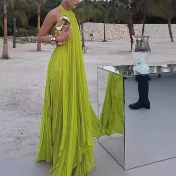 «Женский сексуальный комплект из длинной плиссированной юбки без рукавов и спины» S