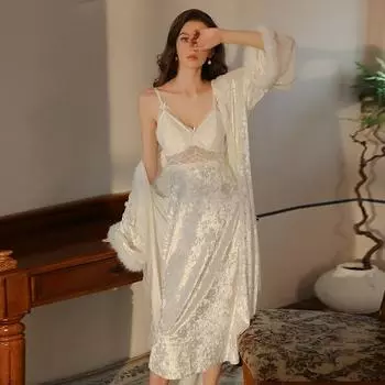 Женский сексуальный комплект нижнего белья Эротический кружевной перспективный глубокий V-образный вырез ночная рубашка с подтяжками порно бархатный капюшон с завязками внешний халат сексуальные костюмы one size