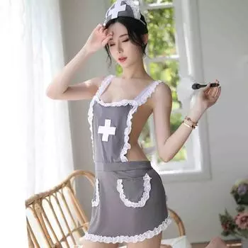 Женский сексуальный костюм медсестры для ролевой игры на Хэллоуин, нижнее белье, наряд, мини-платье с повязкой на голову и поясом XS