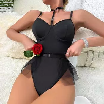 Женский сексуальный, красивая вышивка, сетка с принтом, забавный комплект нижнего белья L