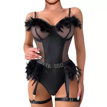 Женский сексуальный, красивая вышивка, сетка с принтом, забавный комплект нижнего белья L