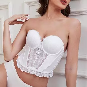 Женский сексуальный кружевной бюстгальтер-балконет 32D белый