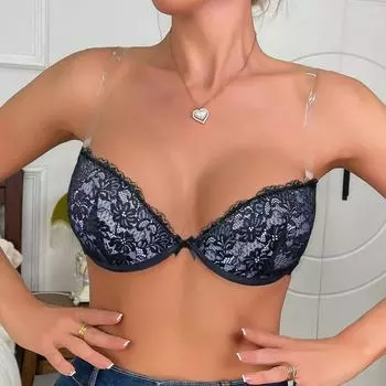 Женский сексуальный кружевной бюстгальтер с прозрачными бретельками, невидимые бюстгальтеры с косточками, нижнее белье с чашками BC 75B белый