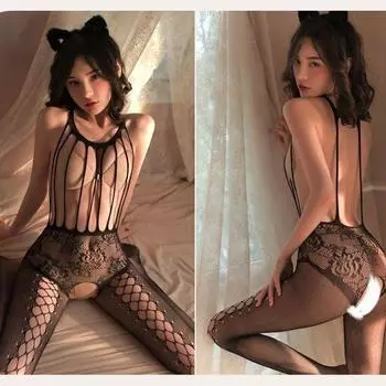 Женский сексуальный кружевной комбинезон на шнуровке с вырезом Racy Sleepwear Jumpsuit Set One Size