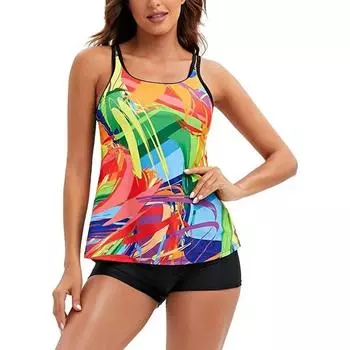 Женский сексуальный купальник-бикини, эластичный сексуальный купальник из двух частей с принтом XXL