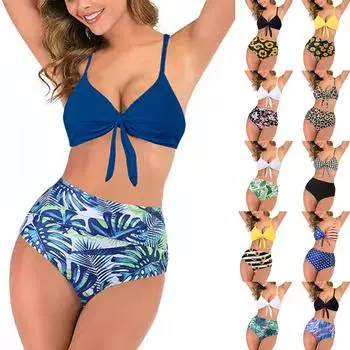 Женский сексуальный купальник с перекрестным ремешком и высокой талией, бикини с принтом бабочки, сексуальный купальник L красный