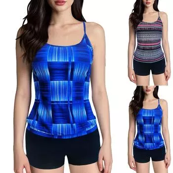 Женский сексуальный купальник с подтяжками и напечатанным раздельным купальником M чёрный