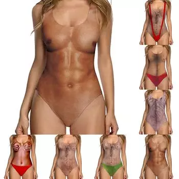 Женский сексуальный купальник с высоким вырезом, забавный купальник, купальники 2XL коричневый