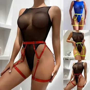 Женский сексуальный лаковый кожаный ремешок с дырками, полый забавный комплект нижнего белья L синий