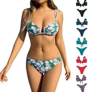 Женский сексуальный многоцветный купальник с разрезом на спине, U-образный пляжный купальник-бикини L армия зеленый
