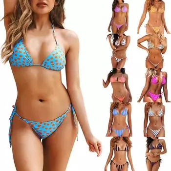 Женский сексуальный модный летний купальник из двух частей с высоким поясом и грудью, бикини S розовый