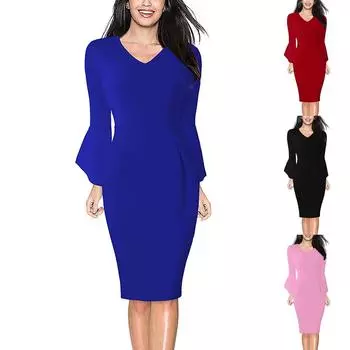 Женский сексуальный модный пуловер с v-образным вырезом и длинным рукавом, тонкий однотонный повседневный костюм с запахом на бедрах L чёрный