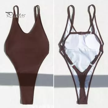 Женский сексуальный монокини с V-образным вырезом без рукавов купальник с открытой спиной, подчеркивающий фигуру, цельный бикини S белый