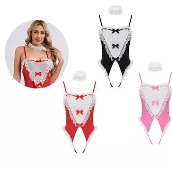 Женский сексуальный наряд горничной, костюм кролика, аниме, косплей, Тедди, боди, вечернее белье, ночная рубашка, танцевальное шоу на пилоне, Kawaii L