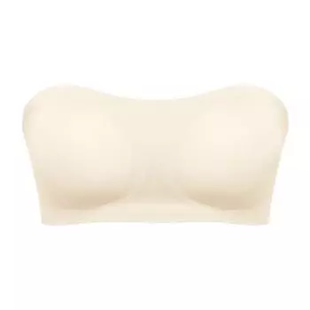 Женский сексуальный однотонный бюстгальтер без бретелек с перекрестной пряжкой сзади сбоку, нескользящий бюстгальтер с подкладкой из стального кольца 34 бежевый