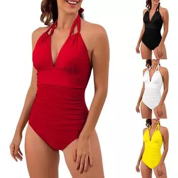 Женский сексуальный однотонный кружевной двухсекционный бикини S чёрный