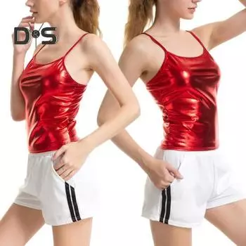 Женский сексуальный однотонный приталенный жилет, топы на бретелях без рукавов, однотонный камзол со светоотражающим эффектом, клубная одежда XL