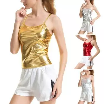 Женский сексуальный однотонный приталенный жилет, топы на бретельках без рукавов, однотонный камзол со светоотражающим эффектом M