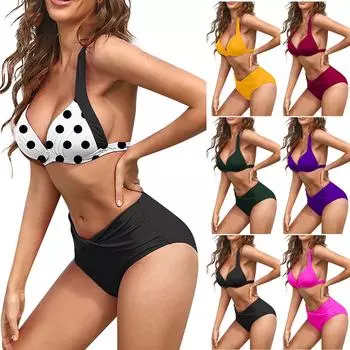 Женский сексуальный однотонный тонкий купальник из двух частей бикини XXL зелёный