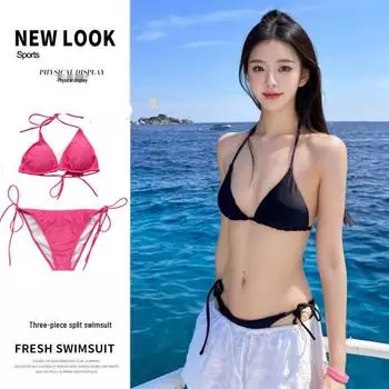 Женский сексуальный однотонный треугольный купальник - Пляжная одежда для отпуска One Size 80-120 jin