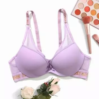 Женский сексуальный полупрозрачный бюстгальтер пуш-ап с буквенными бретельками, нижнее белье с открытыми плечами на косточках, бюстгальтер без косточек с чашкой B, бюстгальтер 85B чёрный