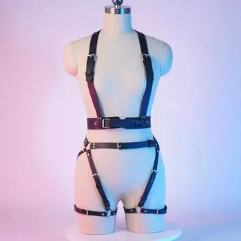 Женский сексуальный пояс для тела, БДСМ, бондаж, нижнее белье, пояс с подвязками, кожаное нижнее белье, готическая фетиш-одежда, фестивальная одежда в стиле рейв