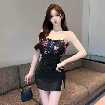 Женский сексуальный принт с открытой спиной и обтягивающим платьем S белый