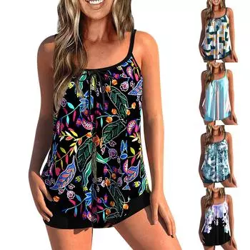 Женский сексуальный приталенный купальник с принтом на слинге и раздельном бикини плюс размер купальника (Два куска) XXL