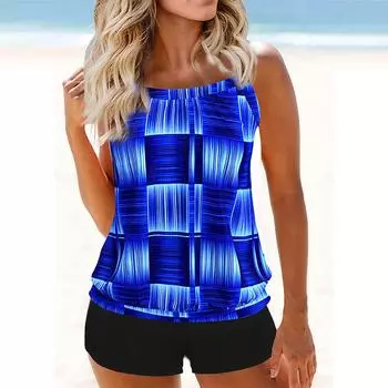 Женский сексуальный приталенный купальник с принтом на слинге и раздельном бикини плюс размер купальника (Два куска) XXL фиолетовый