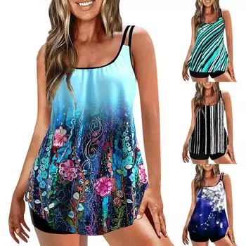 Женский сексуальный приталенный купальник с принтом на слинге и раздельном бикини плюс размер купальника (Два куска) XXXXXL чёрный