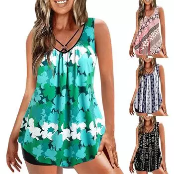 Женский сексуальный приталенный купальник с принтом на слинге и раздельном бикини плюс размер купальника (Два куска) L чёрный