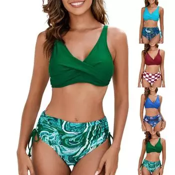 Женский сексуальный раздельный купальник бикини со стальным креплением и накладкой на грудь L синий