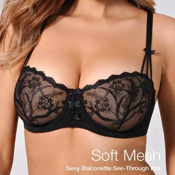 Женский сексуальный сетчатый бюстгальтер с цветочным принтом 34B белый