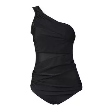 Женский сексуальный сетчатый цельный купальник летний тонкий купальник пляжная одежда больших размеров Solic Color M чёрный