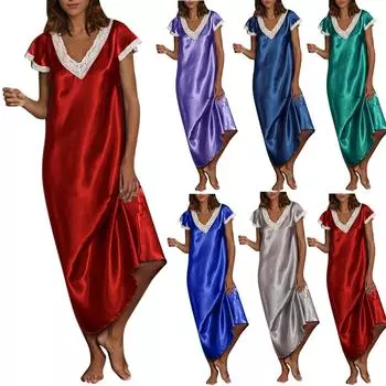 Женский сексуальный шелковый атласный халат с коротким рукавом и v-образным вырезом, домашняя одежда, ночная рубашка, халат, пижама, нижнее белье L зелёный