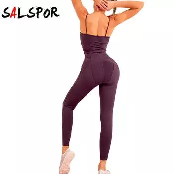 Женский сексуальный слинг, быстросохнущий персиковый костюм для подтяжки бедер, фитнес-йоги, костюм из двух предметов