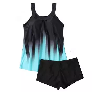 Женский сексуальный тонкий купальник с бретельками и разрезом на бретельках плюс размер купальника (Набор из двух частей) L синий