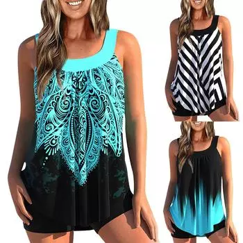 Женский сексуальный тонкий купальник с бретельками и разрезом на бретельках плюс размер купальника (Набор из двух частей) L чёрный