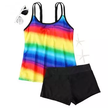 Женский сексуальный тонкий купальник с бретельками и разрезом на бретельках плюс размер купальника (Набор из двух частей) XXXXXL