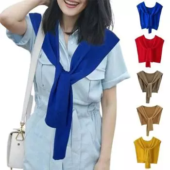 Женский шалевый воротник, однотонный, со шнуровкой, ребристой отделкой, вязаная шаль, осень-зима, эластичный фальшивый воротник с завязками