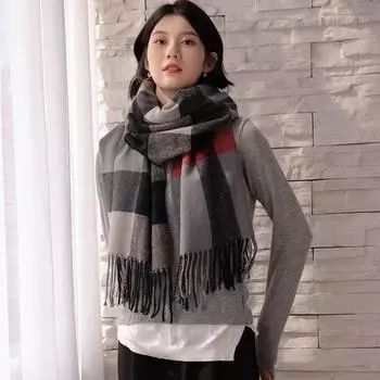 Женский шарф блочного цвета, осенне-зимняя теплая шаль