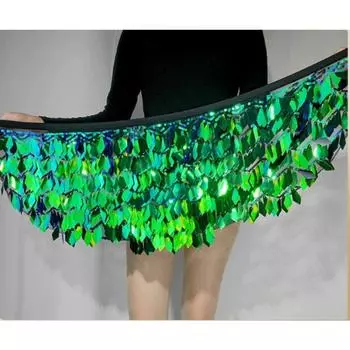 Женский шарф для танца живота на бедра - сексуальная юбка с блестками на Хэллоуин с цепочкой One size серебряный