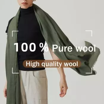 Женский шарф Four Seasons из 100% шерсти, ультратонкий, водорастворимая пряжа, квадратный шарф премиум-класса, простая и универсальная шаль 190*70cm чёрный