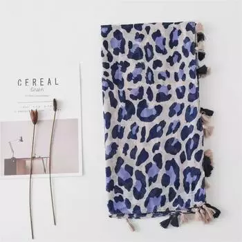 Женский шарф из хлопка и льна с леопардовым принтом - шаль с меховой опушкой и шелковый теплый шарф для весны, осени и зимы. 180*90 cm