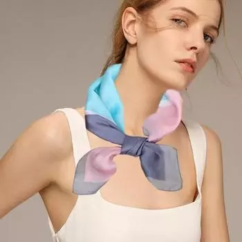 Женский шарф из искусственного шелка, весна-осень, тонкий шарф из искусственного шелка, роскошный шарф с принтом, украшение, подарок на день рождения 70cm розовый/синий