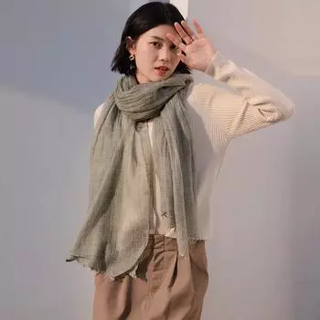 Женский шарф из шерсти, осенне-зимняя однотонная теплая шаль розовый