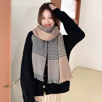 Женский шарф на осень-зиму, теплая шаль легкие хаки